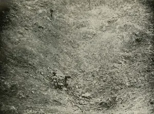 Crater Prints: A Mine Crater in High Wood, (1919). Creator: Unknown
