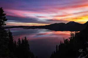 Silhouette Collection: Crater Lake Sunrise. Creator: Joshua Johnston