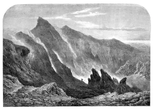 Crater Prints: The Crater of Mount Etna - from a drawing by S. Read, 1860. Creator: M. Jackson