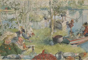 Crayfishing. From A Home (26 watercolours), c19th century. Creator: Carl Larsson