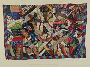 Patchwork Gallery: Crazy Quilt, c. 1938. Creator: Dolores Haupt