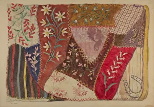Quilting Prints: Crazy Quilt, c. 1940. Creator: Edith Magnette