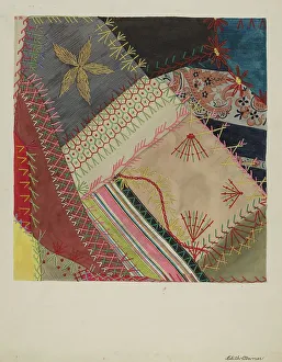 Section Prints: Crazy Quilt (Detail), c. 1940. Creator: Edith Towner