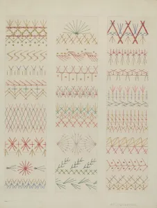 Variety Collection: Crazy Quilt (Stitches), c. 1937. Creator: William Kieckhofel
