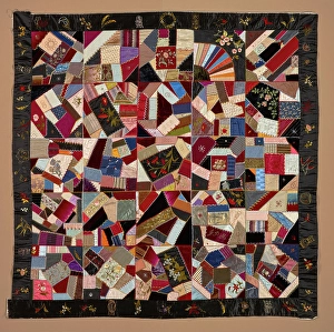 Crazy Quilt Prints: Crazy Quilt Top, about 1890. Creator: Unknown