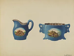 Sugarbowl Prints: Cream Pitcher and Sugar Bowl, c. 1936. Creator: Frank Nelson