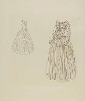 Taffeta Prints: Cream Taffeta Dress, c. 1937. Creator: Arelia Arbo