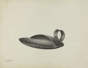 Cooking Utensil Prints: Creamer Skimmer, c. 1941. Creator: Amelia Tuccio
