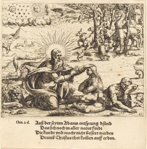 Garden Of Eden Gallery: Creation of Eve, 1547. Creator: Augustin Hirschvogel