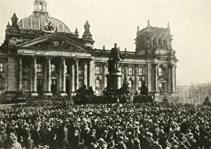 Berlin Germany Prints: The creation of a new German republic, Reichstag, Berlin, 9 November 1918, (c1920)
