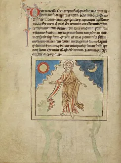 Bestiary Prints: The Creation of the Sun, Moon, and Stars; Northumberland Bestiary