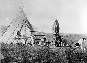 Cree North American Indian outside tepee, c1885-1890