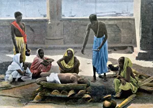 Cremation in India, c1890. Artist: Gillot