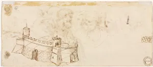 Agostino Carracci Collection: Crenelated Fortress (verso), 2nd half 1500s. Creator: Agostino Carracci (Italian, 1557-1602)