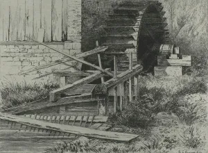 Vans Gravesande Prints: Mill in the Cressbeds at Veules, 1873. Creator: Carel Nicolaas Storm