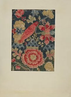 Perched Gallery: Crewel Embroidered Panel, c. 1937. Creator: Phyllis Dorr