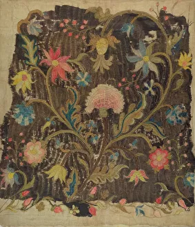 Crewel Prints: Crewel Embroidery for Chair Seat, c. 1937. Creator: Lawrence Peterson