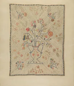 Crewel Work Prints: Crewel Wall Hanging, c. 1937. Creator: Isabelle De Strange