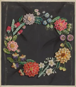 Crewel Work Wreath, c. 1936. Creator: Robert Stewart