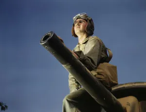 Military Base Prints: Crewman of an M-3 tank, Ft. Knox, Ky. 1942. Creator: Alfred T Palmer