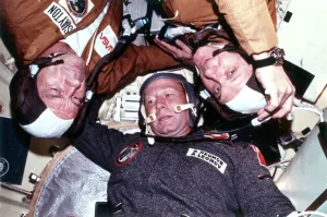 Partner Prints: The two crews of the joint US / USSR ASTP docking in Earth orbit mission