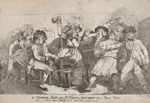 Thomas Rowlandson Gallery: A Cribbage Party in St. Giless Disturbed By A Press Gang, October 26, 1787