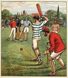 Cricket, from British Sports and Games, pub. C. 1880. Creator: English School (19th Century)