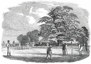 Cricketers Prints: Cricket - drawn by Duncan, 1850. Creator: Duncan