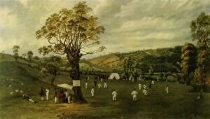 Cricket Match Between Nottingham and Leicester, c.1829, (1947). Creator: Unknown