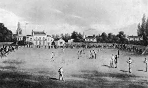 A cricket match in progress at Kennington Oval, London, 1848 (1912)