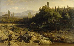 The Crimea. Mountain landscape with river, 1868. Artist: Orlovsky The Crimea. Mountain landscape with river, 1868. Artist: Orlovsky