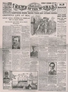 Transatlantic Communications Cable Gallery: Crippens Life at Sea, front page of the News of the World, 31 July 1910