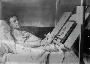 Cripple learning designing, [France], between c1915 and 1918. Creator: Bain News Service