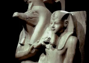 The crocodile-god Sobek with Pharaoh Amenhotep III, Sobek Temple, Dakamsha, Egypt, c1380 BC