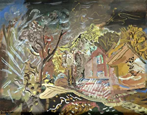 Hodgkins Frances Prints: The Croft House, Bradford on Tone, Taunton, Somerset, 1946. Creator: Frances Hodgkins
