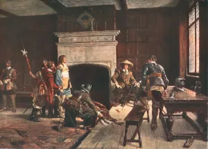 Cromwell Prints: Cromwell at the Blue Boar, Holborn, London, 1640, (c1883), (c1902). Creator: Unknown