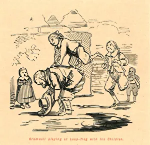Gilbert Abbott A Prints: Cromwell playing at Leap-frog with his Children, 1897. Creator: John Leech