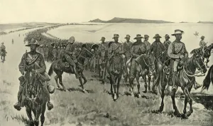 On The Move Collection: Cronjes Force on their March South, 1900. Creator: Sidney E Paget