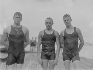 Bathing Suit Prints: Cropsey, Knecht, Wheatley, 1913. Creator: Bain News Service
