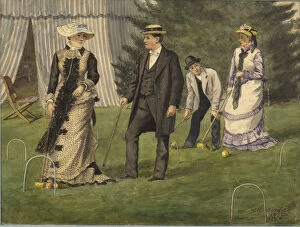 The United States Gallery: The croquet game, 1875. Creator: Burdick, Horace Robbin (1844-1942)