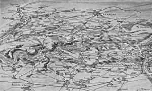 Croquis perspectif de terrain de l'offensive franco-britannique sur les deux rives de la Somme, 1916 Creator: Unknown