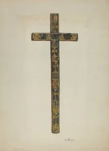 Straw Prints: Cross, c. 1939. Creator: Carl O Bergh