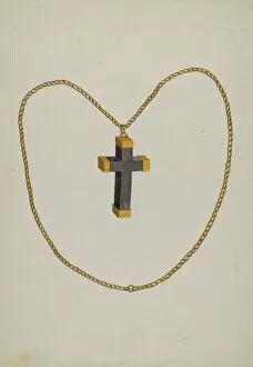 Watercolor And Graphite On Paper Collection: Cross and Chain, c. 1937. Creator: Tulita Westfall