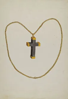 Watercolor And Graphite On Paper Collection: Cross and Chain, c. 1937. Creator: Tulita Westfall