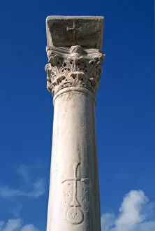 Byzantine Gallery: Cross inscribed on a column, Apollonia, Libya