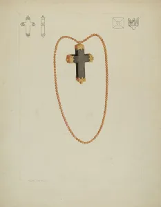 Gertrude Bennett Prints: Cross Necklace, 1935 / 1942. Creator: Tulita Westfall
