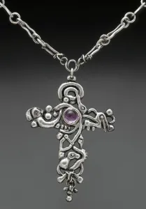 Intricately Prints: Cross pendant with chain, about 1907-1911. Creator: Janet Payne Bowles
