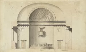 Cross Section Gallery: Cross-section of a chapel (?); verso: Pavillion in Neogothic style, ca. 1800