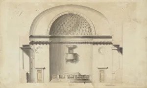 Cross Section Prints: Cross-section of a chapel (?); verso: Pavillion in Neogothic style, ca. 1800