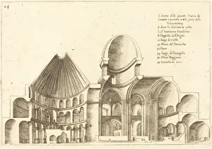 Cross Section Prints: Cross-Section of the Church of the Holy Sepulchre, 1619. Creator: Jacques Callot